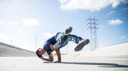 Breakdancers perfrming tricks