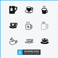 Fototapeta na wymiar Collection of 9 cappuccino filled and outline icons