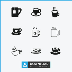 Collection of 9 cappuccino filled and outline icons