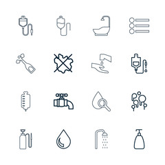 Collection of 16 drop outline icons