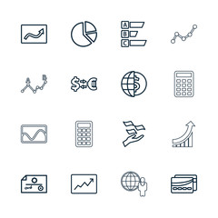 Collection of 16 economy outline icons