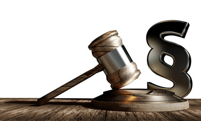 judge law gavel with paragraph 3d-illustration