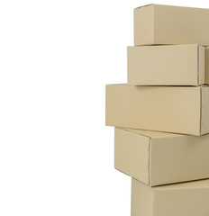 Boxes in different sizes stacked boxes isolated on white background