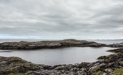 Rocks view on the coast of famous Atlantic Ocean Road -  Atlanterhavsveien , More og Romsdal county, Norway.