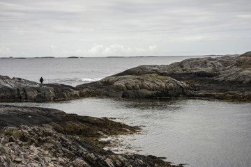 Rocks view on the coast of famous Atlantic Ocean Road -  Atlanterhavsveien , More og Romsdal county, Norway.