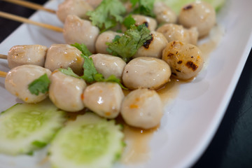 Grilled meatball with sauce