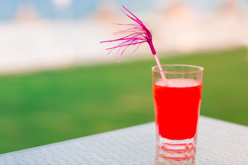 Cocktail glasse on the table at the sea side