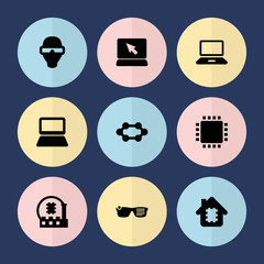 Set of 9 tech filled icons