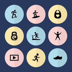 Set of 9 active filled icons