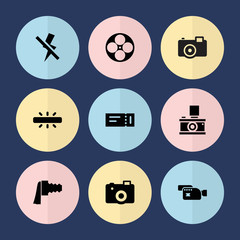 Set of 9 film filled icons