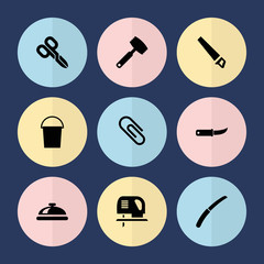 Set of 9 steel filled icons