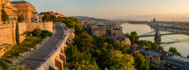 Budapest sunrise landscape view in 2018 summer Hungary - obrazy, fototapety, plakaty