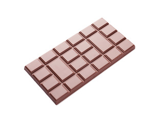Delicious milk chocolate bar on white background