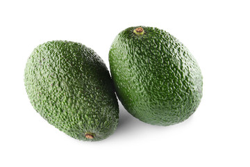 Ripe avocados on white background