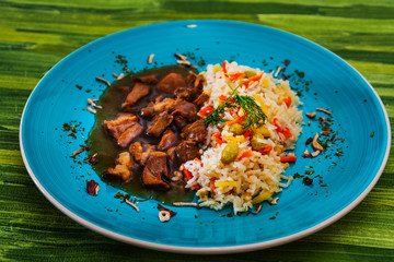 Traditional Home made Chinese cuisine pork rice