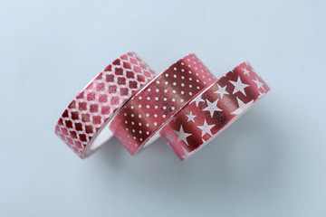 Sticky tapes for scrapbooking on white background