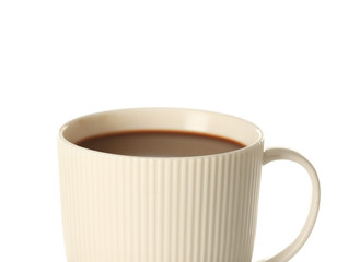 Cup of tasty cocoa drink on white background