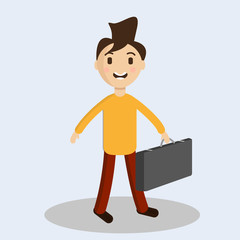 Merry guy with a suitcase. Vector illustration.