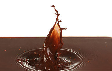 Splash of cocoa on white background