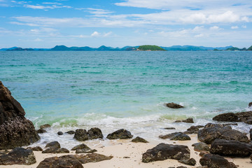 sand beach with blue sea on KohKham .