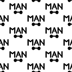 Seamless pattern with black bow tie and word Man