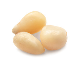 Tasty pine nuts in white background