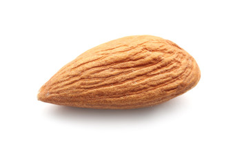 Tasty almond on white background