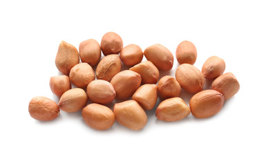 Tasty peanuts on white background