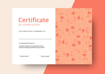 Certificate of appreciation template design. Elegant business diploma layout for training graduation or course completion. Vector background illustration.