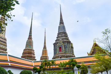 Fototapeta premium Pagodas at Wat Pho in Bangkok, Thailand.