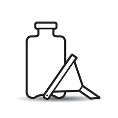 black and white bottle and funnel on smooth shadow vector drawing