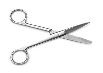 Dentist's scissors on white background