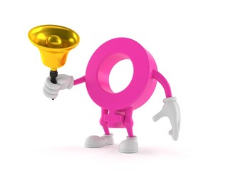 Female gender symbol character holding hand bell