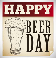 Loose-leaf with Beer in Hand Drawn Style for Beer Day, Vector Illustration