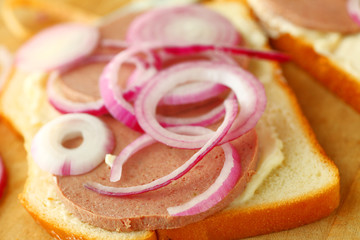 Braunschweiger sandwich with onion