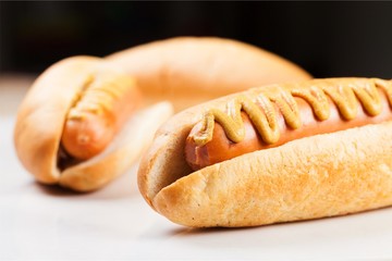 Barbecue Grilled Hot Dog with Yellow Mustard