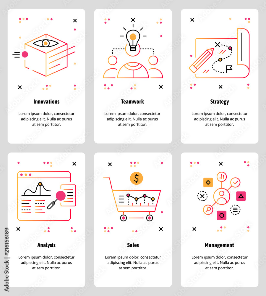 Poster vector line art web and mobile app template set