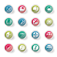 Stylized Phone Performance, Internet and Office Icons over colored background - Vector Icon Set 