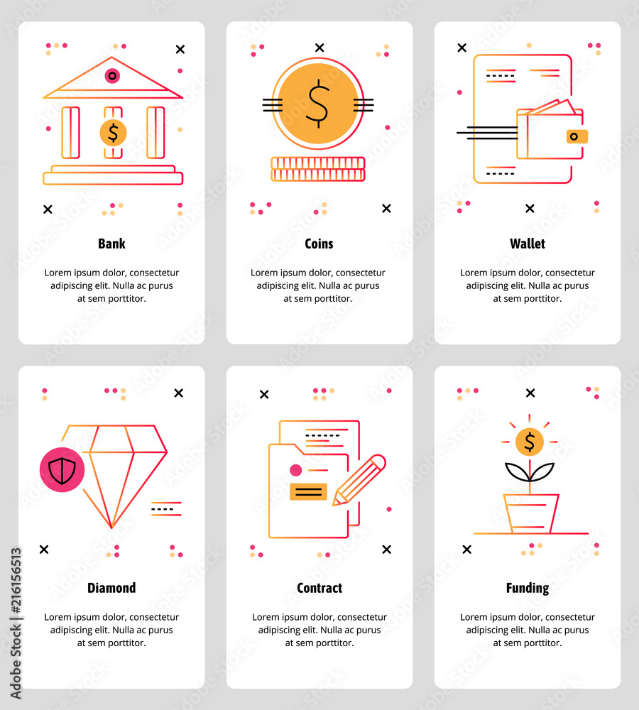 Poster vector line art web and mobile app template set