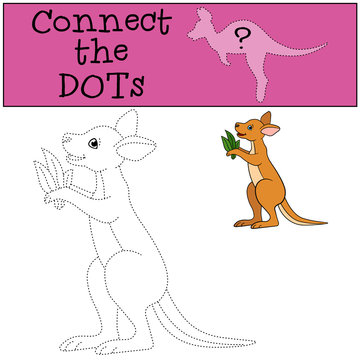 Educational game: Connect the dots. Little cute baby kangaroo.