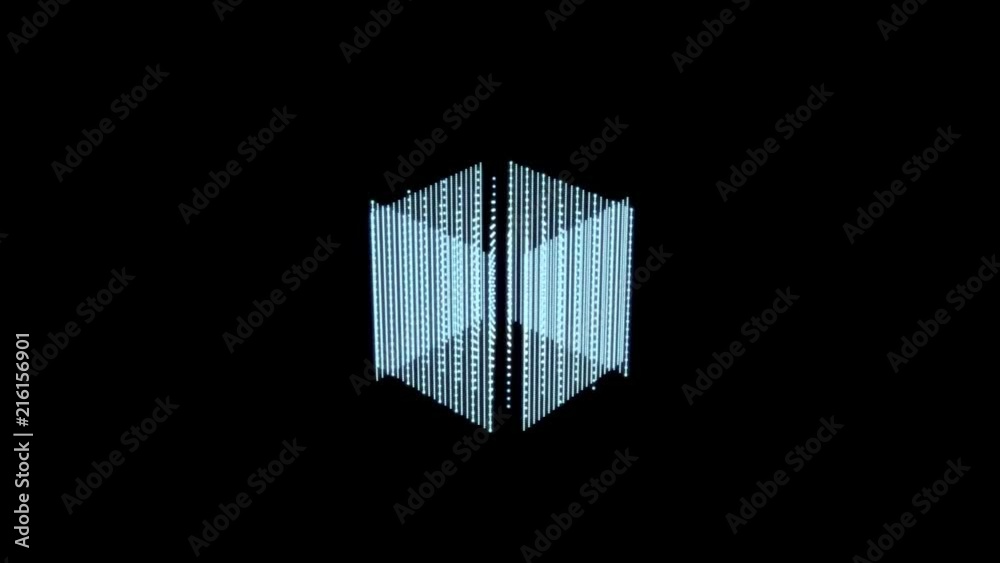 Wall mural futurism, 3d rendering and technology concept - virtual cube hologram over black background