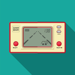 vintage handheld video game vector flat design. © momoforsale