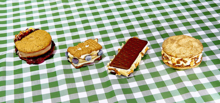 Various ice cream sandwiches