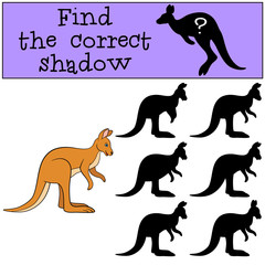 Educational game: Find the correct shadow. Little cute kangaroo.