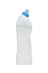 White bottle of detergent on white background