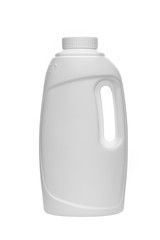 White bottle of detergent on white background