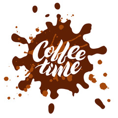 Coffee time lettering inside of a blot