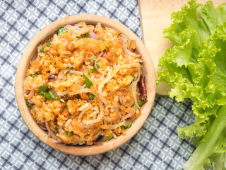 spicy minced pork salad, minced pork mash with spicy, Thai food