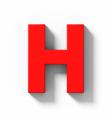 Fototapeta premium letter H 3D red isolated on white with shadow - orthogonal projection