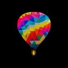 A balloon with a light in the style of low poly